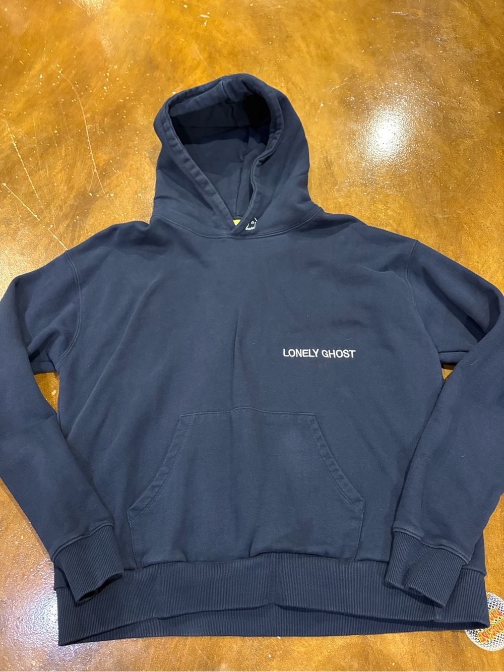 LONELY GHOST Navy Crewneck Hoodie with Front Pocket